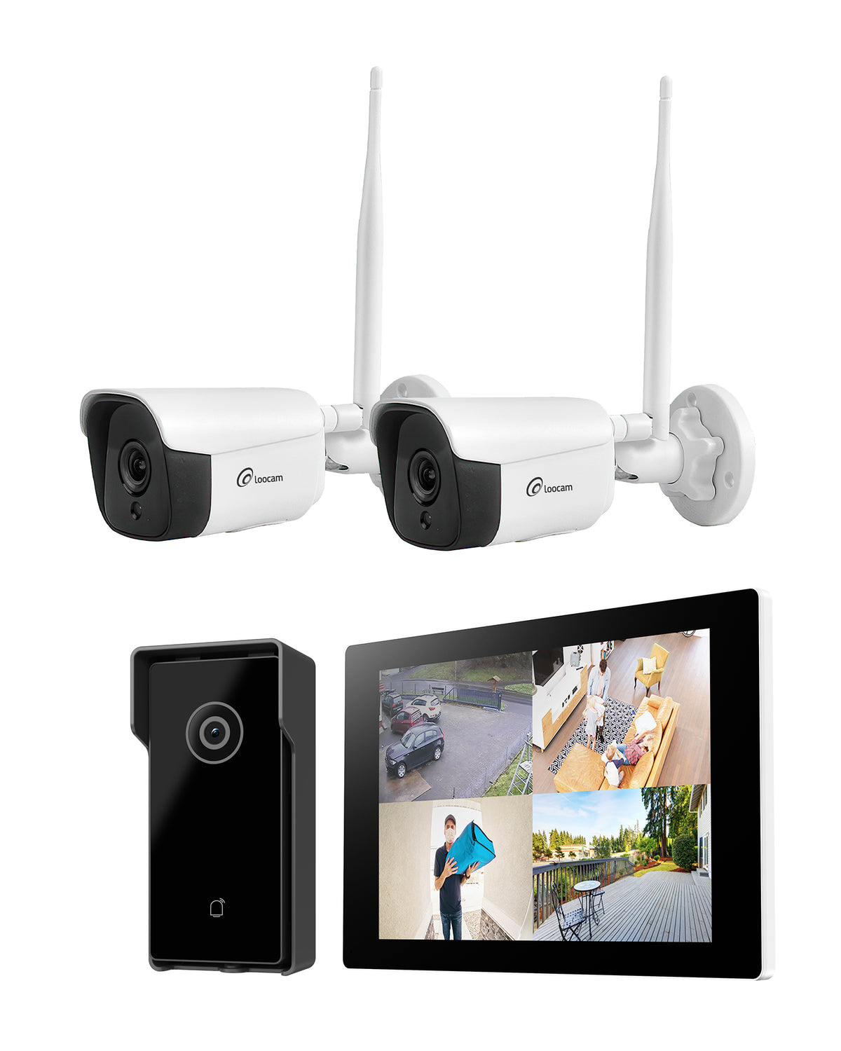 Loocam 3MP Wireless Security Camera System with 10.1 Inch Touchscreen ...