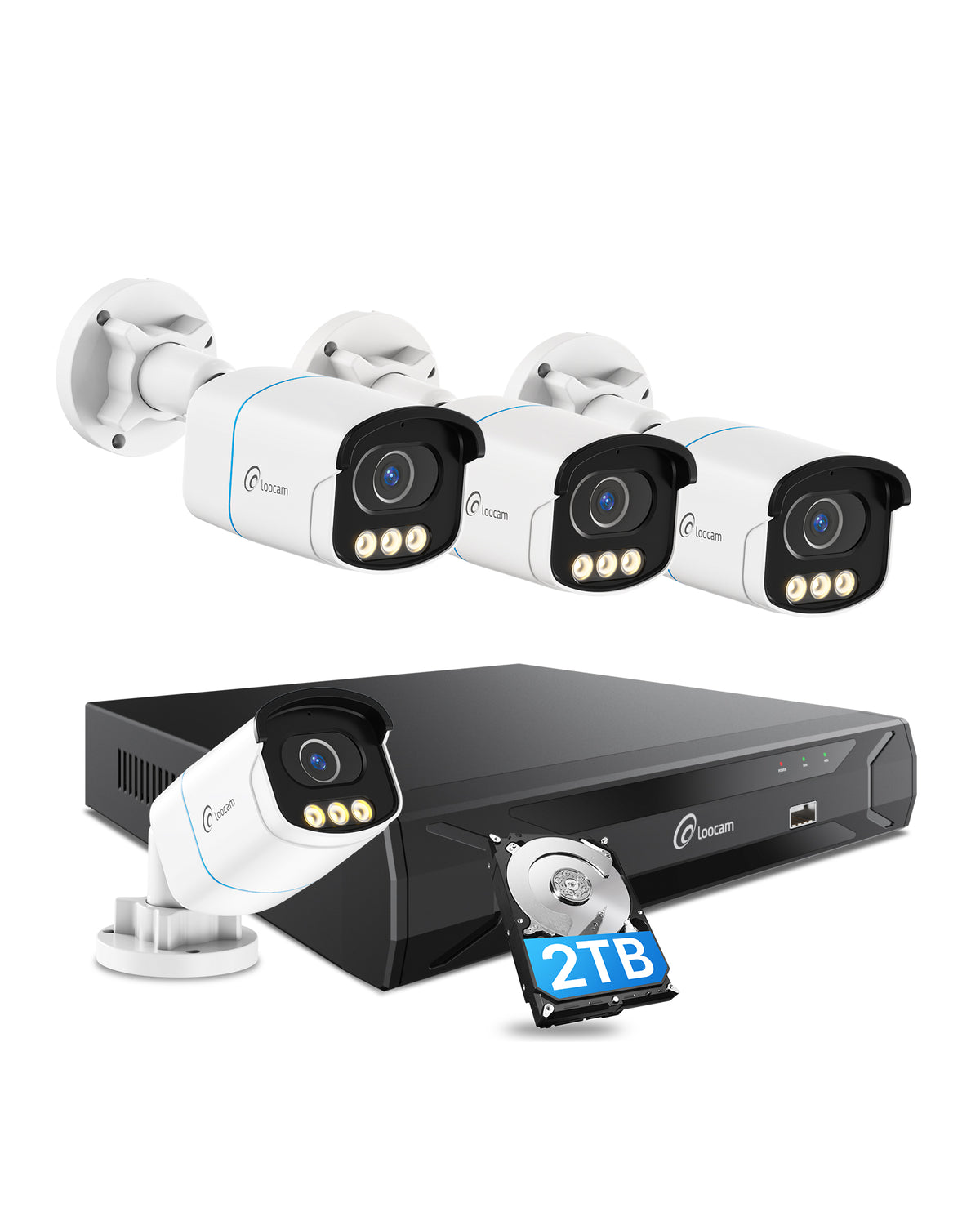 Loocam 4K PoE Security Camera System, 4pcs 5MP CCTV Wired PoE IP Camer ...