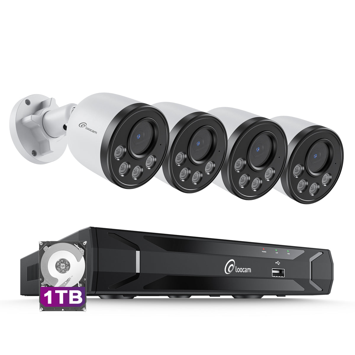 Loocam PoE Security IP Camera System 1TB, AI Smart Human - Main Image