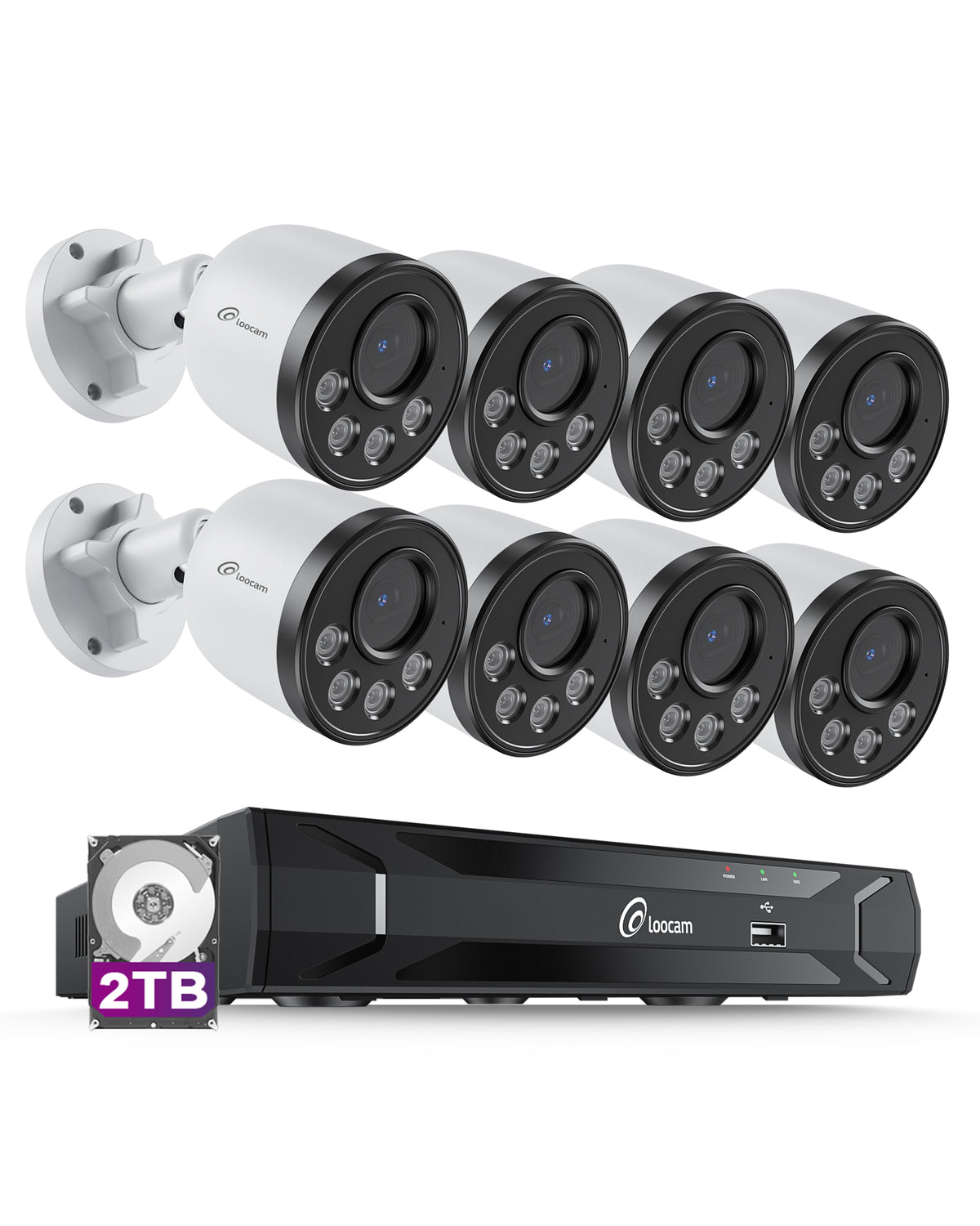 Loocam 2.5K PoE Security IP Camera System 2TB, AI Smart Human/Vehicle ...