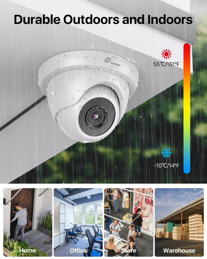 Loocam Telecamera Di Sicurezza 4-in-1 1080p – Ibrida CVI/TVI/AHD/CVBS, Visione Notturna 24m, IP66